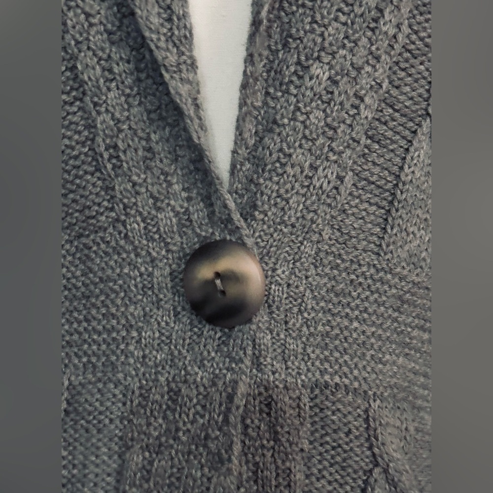 Aran Crafts Wool Gray Cable Knit Cardigan Irish XL 1X 2X Long Button Plus XXL - Picture 5 of 14